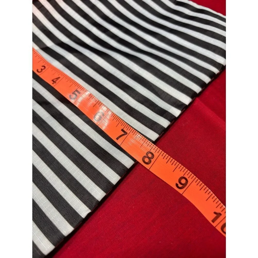 Black and White Striped Zipper Pouch with Trim